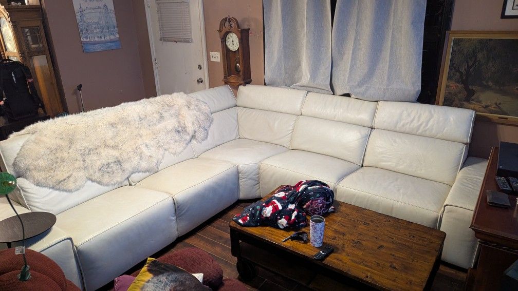 Genuine Italian Leather Dual Recliner Sofa