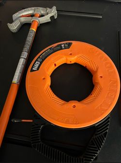 Klein Tools Grooved Fiberglass Fish Tape 50-Foot And 1/2 in. Aluminum Conduit Bender and Handle