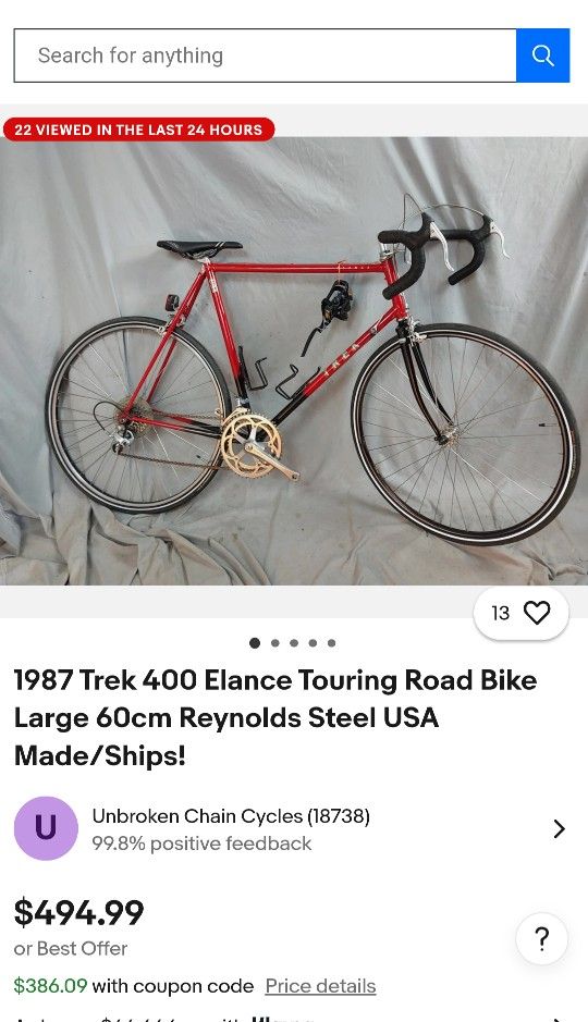 best Offer Wins Vintage Trek 400 USA Touring Road Bike