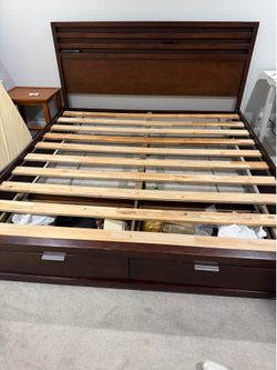 Cal king bed frame with drawers