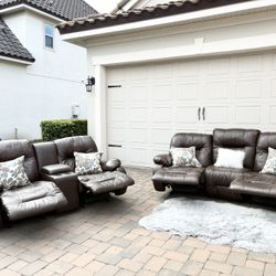 Leather Electric Recliners Set 