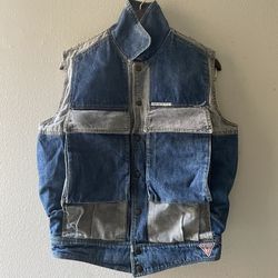 Made In Usa - Guess By George Marciano Jeans Denim  Sleeveless Jacket Vintage 80s