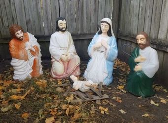 Vintage beco christmas nativity blow mold set