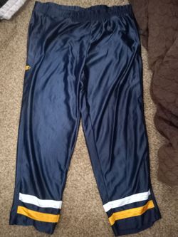 Vintage 90s Starter Track Pants Mens XXL Navy Blue Yellow White Stripe Baggy Y2K