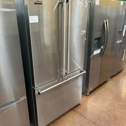 Viking 36 inch wide refrigerator stainless steel French door