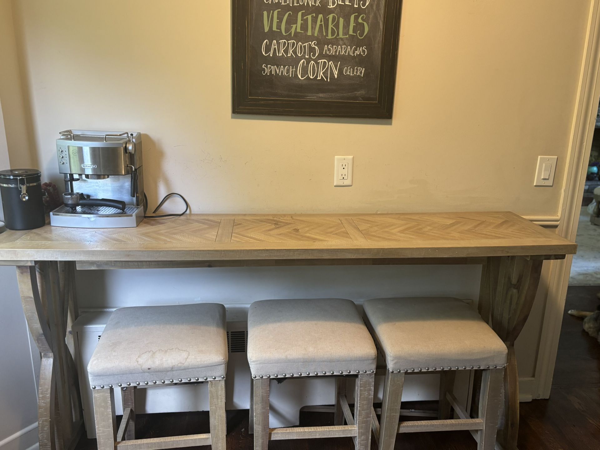 Wooden Table with 3 Stools 