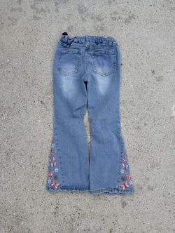Embroidered butterfly denim bell bottoms size 6