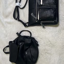 Black faux leather bags
