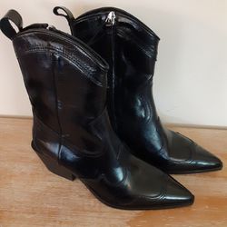 ZARA Western Leather Boots 10