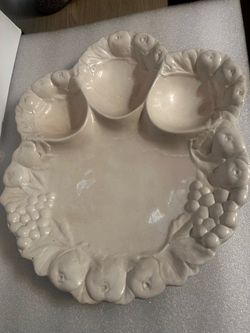 Vintage Large Italian Ceramic Divided Serving Platter -Reduced Again