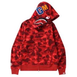 Red Zip Up Bape Hoodie 
