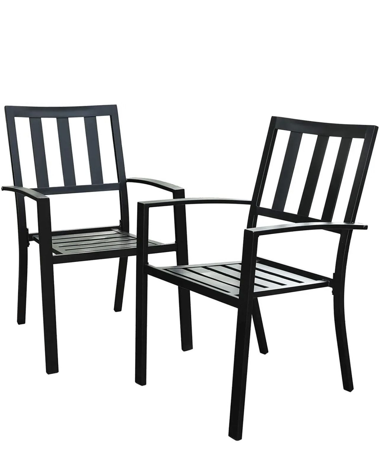 PHI VILLA Patio ChairSet of 2 Stackable Outdoor Dining Chairs Metal Armchair New