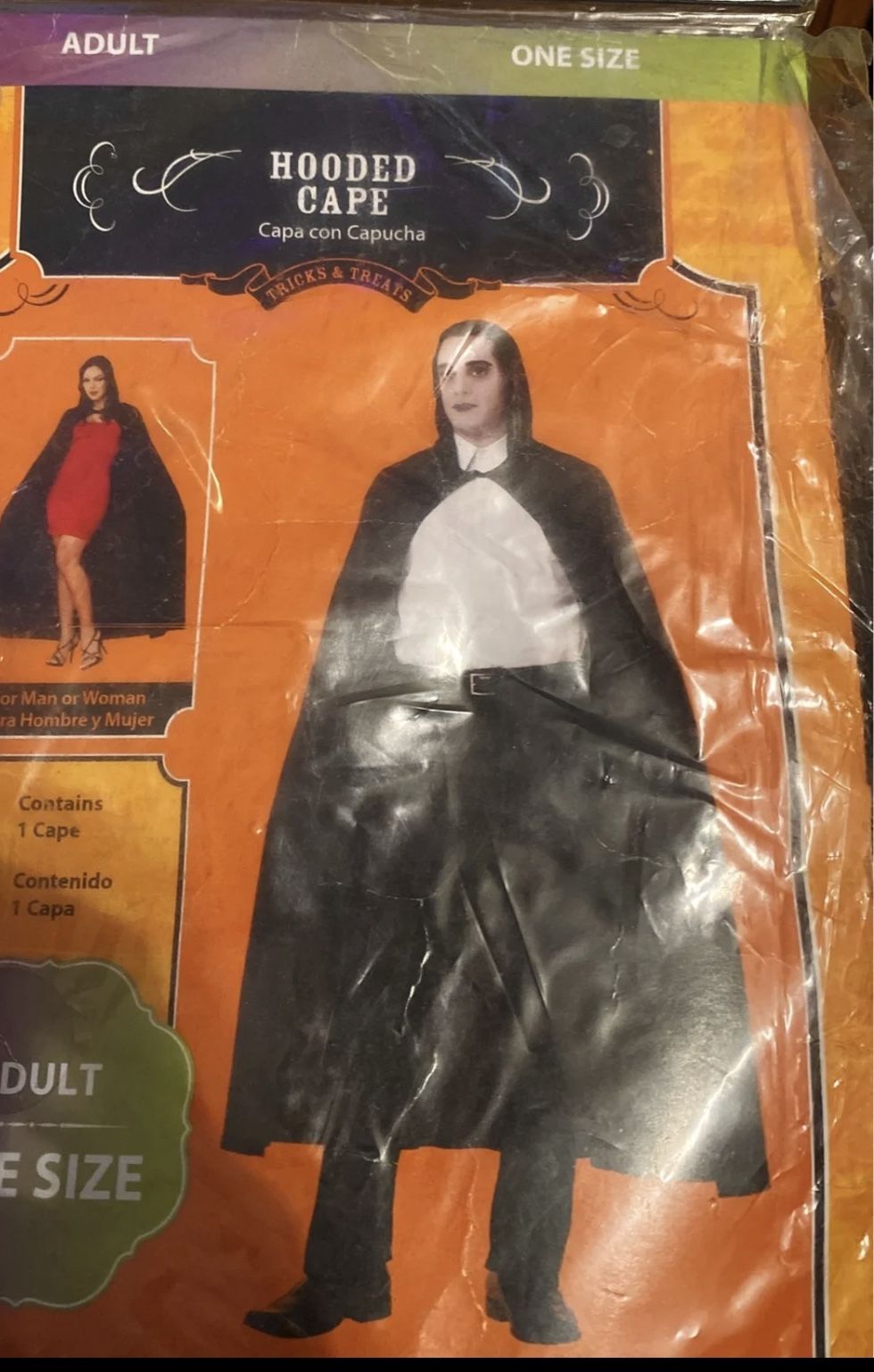 Hooded Cape And Light Up Devil Horns-Brand New condition—