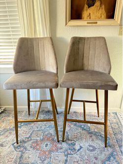 Upholstered Channel Back Counter Height Bar Stool
