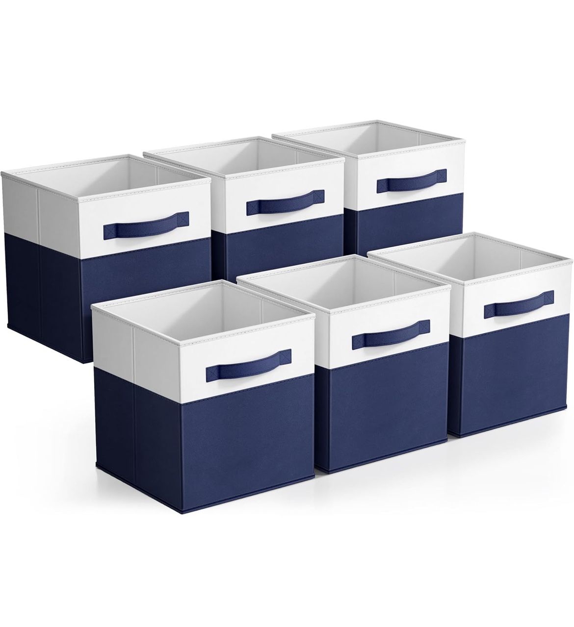 Sorbus Foldable Storage Bins 11" Cube Organizer Bins Set of 6 - Navy