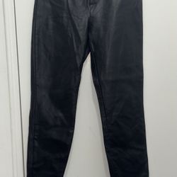 Zara Black Faux Leather Side Zip Ankle Legging Pants size M black