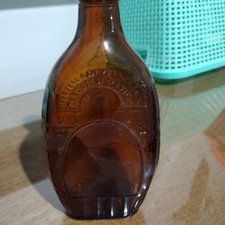 Vintage 1 Pint Whiskey Amber Brown Bottle 