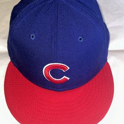 Chicago Cubs Hat New Era 59Fifty Cap Blue Red Fitted Sz 7 3/4 c 100% Wool MLB
