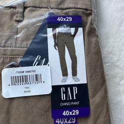 40x29 NEW GAP Men’s Tan Chino Pants Classic Fit Khaki