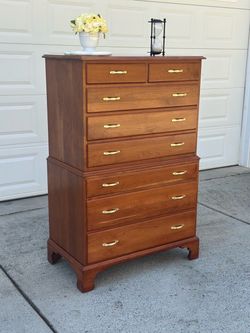 Henkel Harris Solid Cherry 8 Drawer Highboy Dresser
