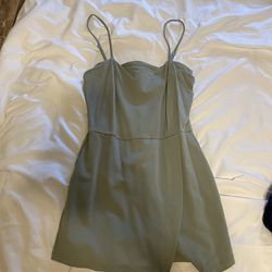 Green dress with built in shorts instead of open bottom