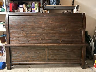 Dark Wood King Headboard and Footboard Set