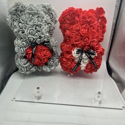 Rose Teddy Bears to your gift basket for that special person. Both for $20 Purple and Red to brighten the face when they open up their gifts.or the gr
