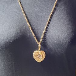 Vintage Nolan Miller Crystal Rhinestone Heart Pendant 30”  Necklace