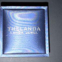 NEW THELANDA Genuine Moissanite Sterling Silver Three Stone Halo Ring, Size 8.5