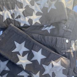 AMIRI Chemist Leather Stars Jean, Antique Black