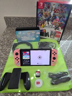 Nintendo Switch OLED Super Smash Bros Console Bundle w/ Super Smash Bros Game and Mario SD 128 GB