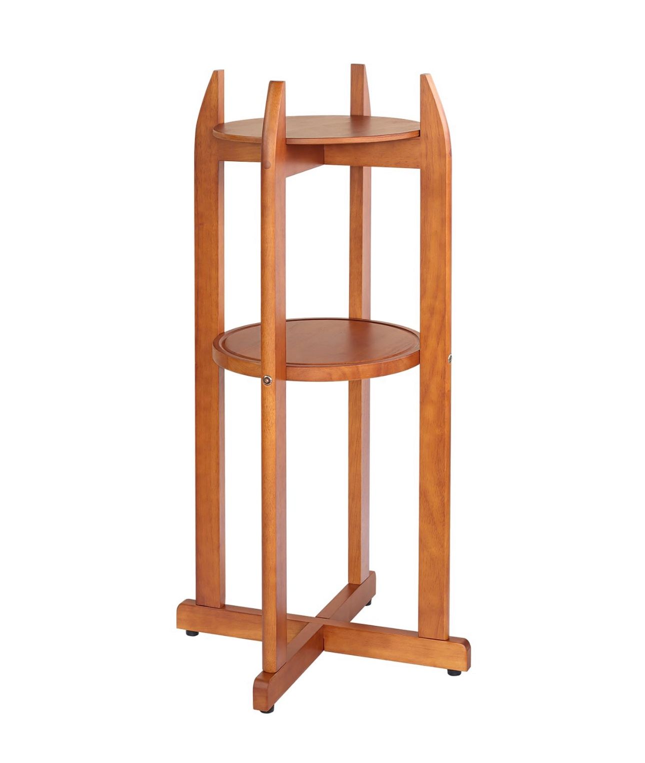 #214 Natural Solid Wood Water Dispenser Stand 32.8”H- 11.2”W with 2 Round Shelf’s