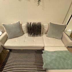 Beige Sofa With Ottoman