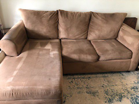 Tan Sectional Couch - Loveseat with Chaise