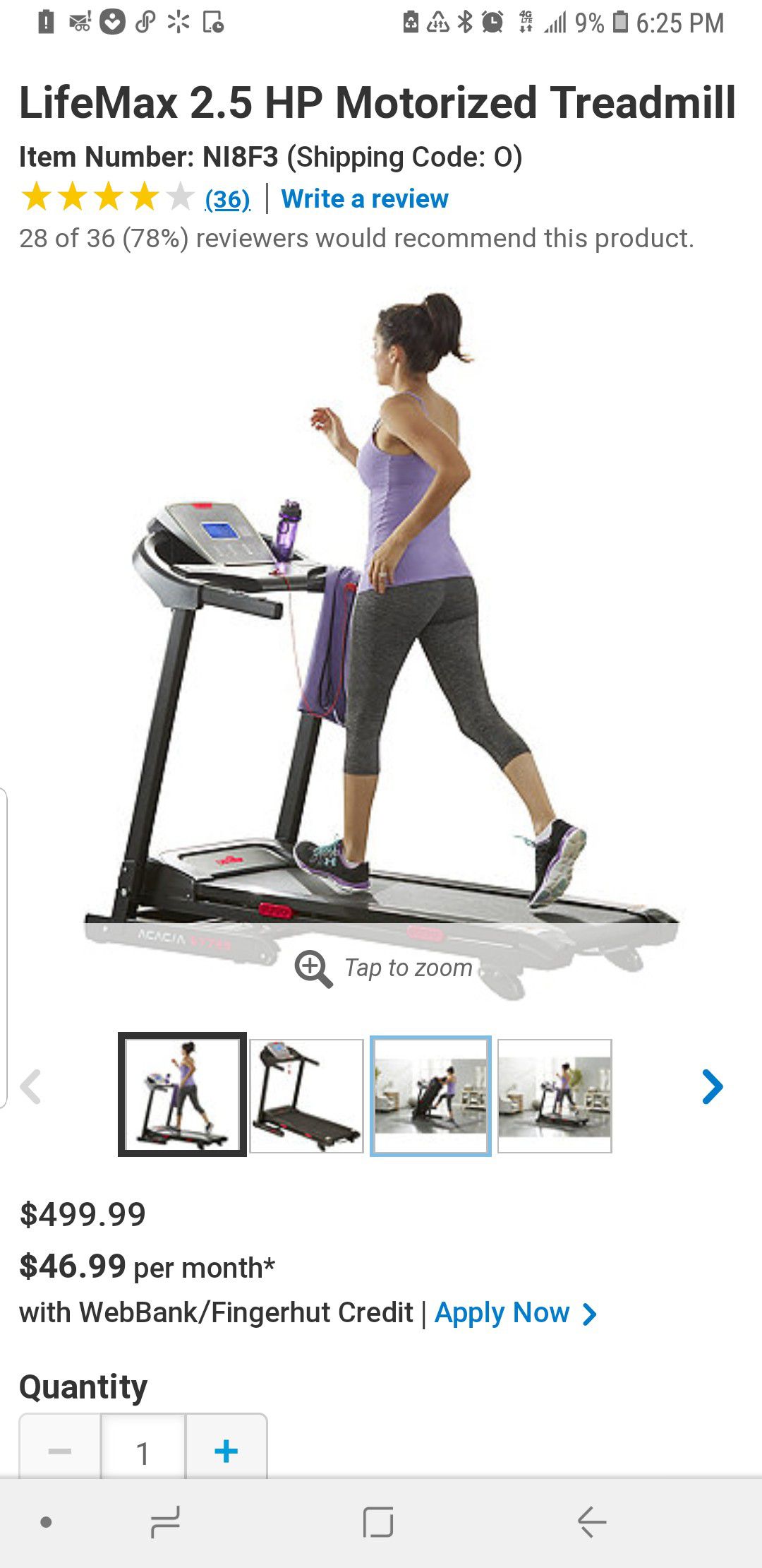 Brand new Lifemax treadmill. (Assembled) 2 available