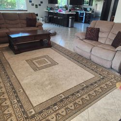 Matching Couch Set with Pillows, Lift Coffee Table, and Area Rug