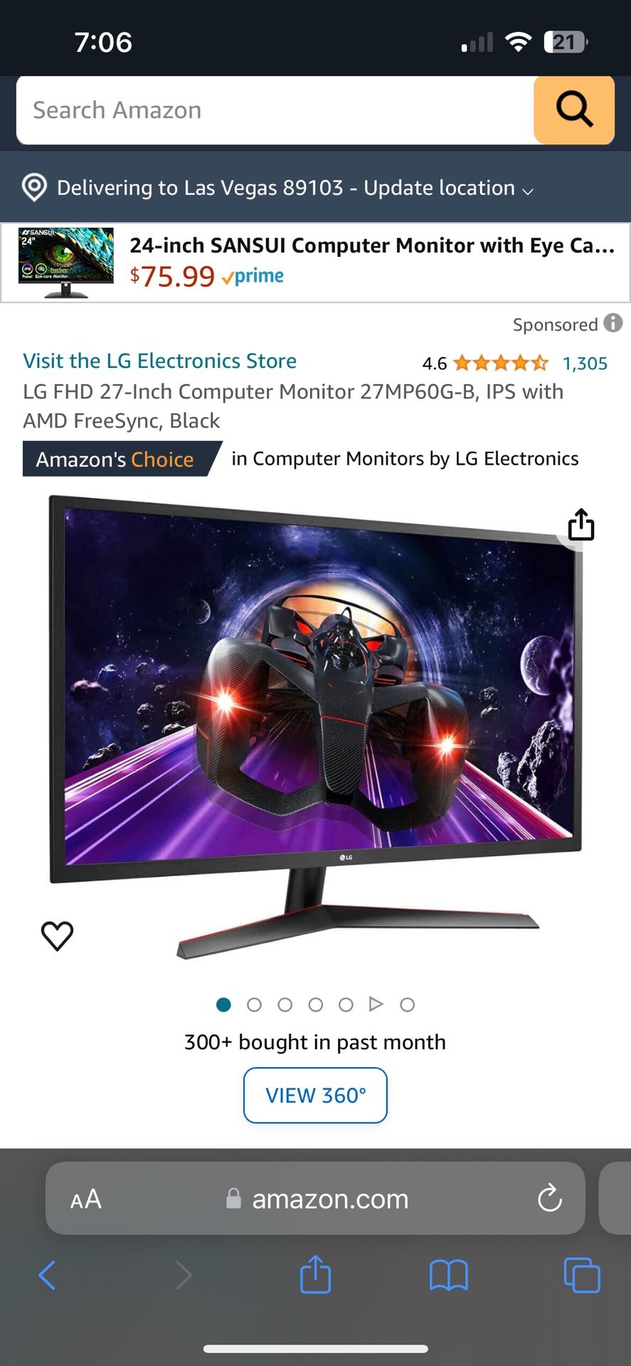LG 27in Gaming Monitor -27MP60G-B.AUM