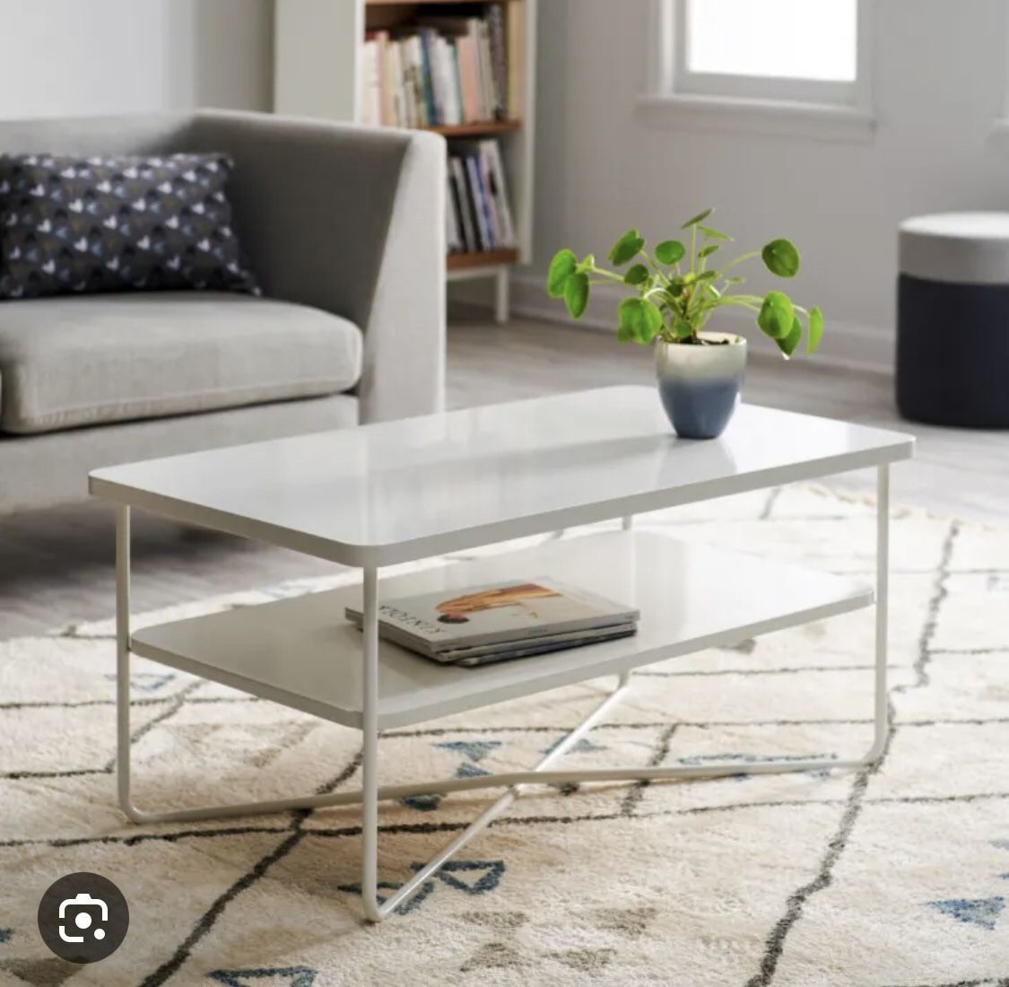 MoDRN Scandinavian Soren Metal Base Coffee Table - GREY