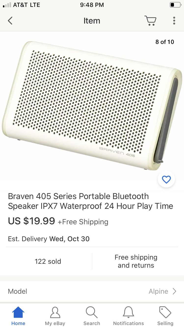 Braven 405 Series Portable Bluetooth Speaker IPX7 Waterproof 24 Hour Play Time
