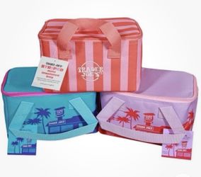 Trader Joe’s viral 2026 Lunch BAGS NWT purple pink stripes blue