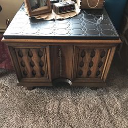 2 end tables and coffee table solid oak with marble top