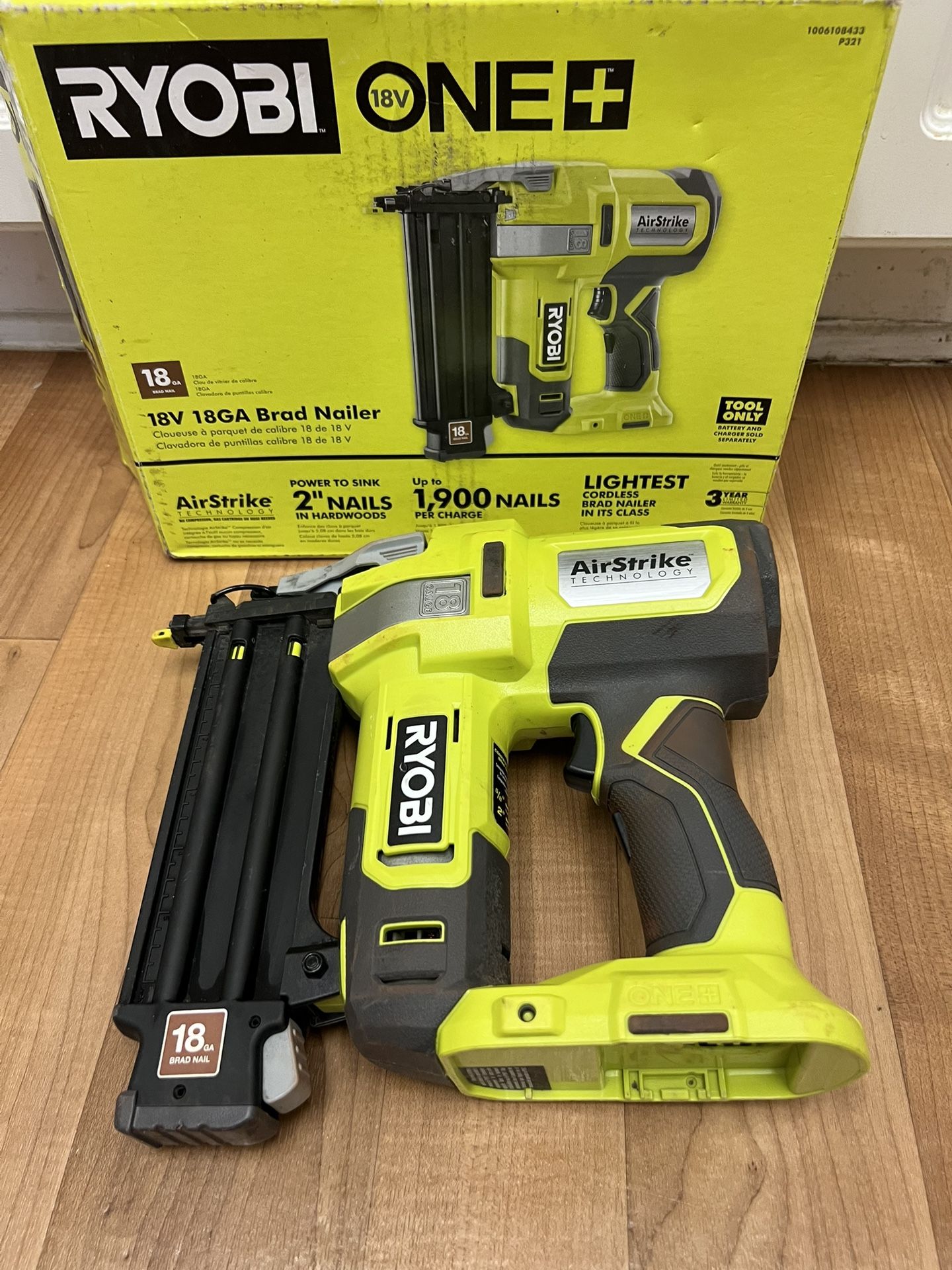 RYOBI ONE+ 18V 18-Gauge Cordless AirStrike Brad Nailer (Tool Only)