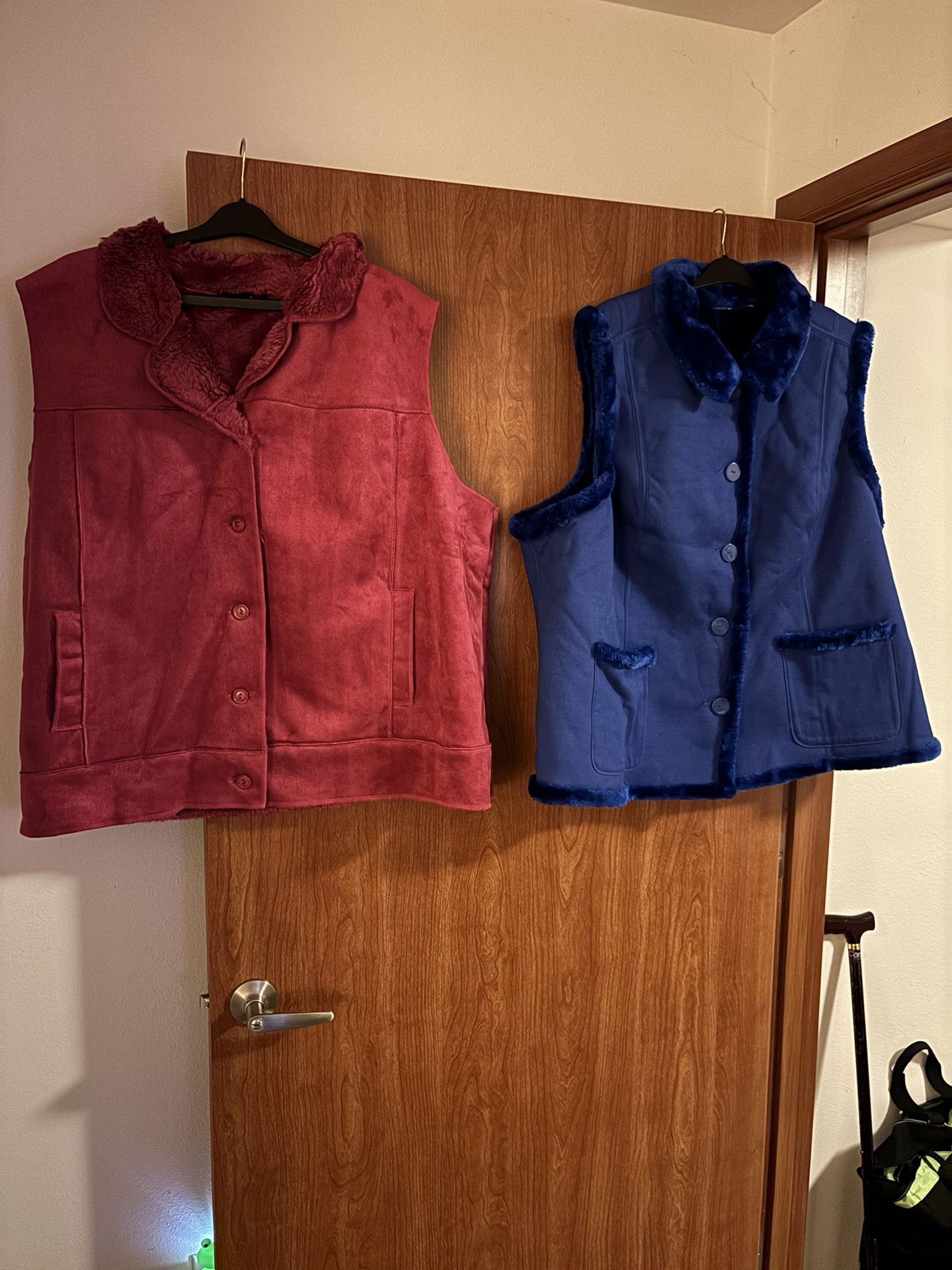 Denim & Co. ; Bundle Of Two Faux Fur & Suede Vest 3XL