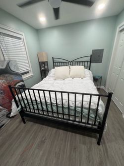 Queen headboard and bed frame
