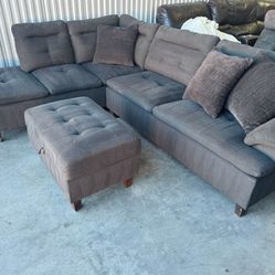 Free Delivery* Like New Gray Sectional Sofa with Ottoman