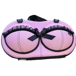 Pink/Blk/WT Polka-Dot Bra Carrier, Hard Sided Ling Protector Hand Carry Case.  Travel Bra Organizer.  The travel bra organizer allows you to keep 