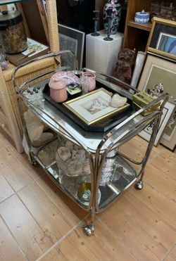 West Elm Foxed Mirror Bar Cart