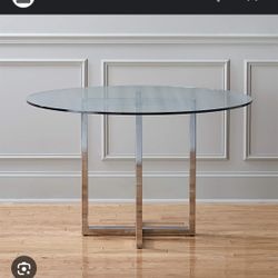 CB2 Silverado Chrome Round Dining Table 47”