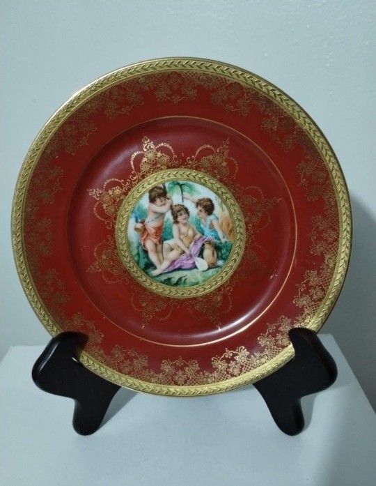 MID CENTURY CABINET PORCELAIN PLATE SET OF 2 - 8.25"