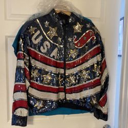 USA Sequin Zip Up Jacket
